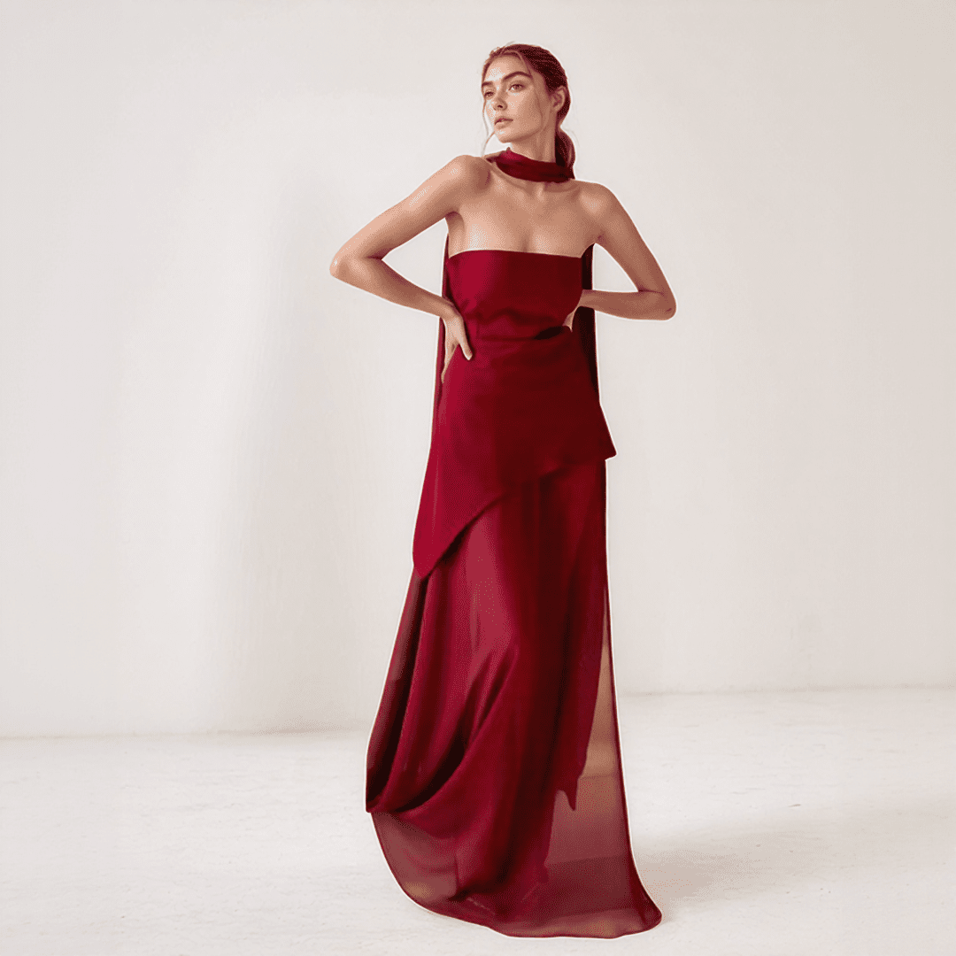 Aurore – Robe Longue Asymétrique en Mousseline