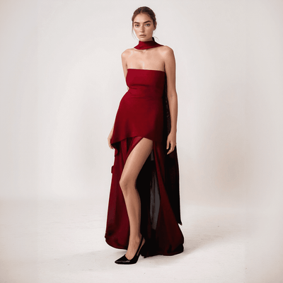Aurore – Robe Longue Asymétrique en Mousseline