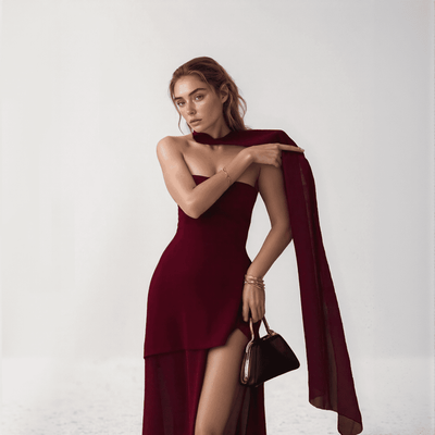 Aurore – Robe Longue Asymétrique en Mousseline