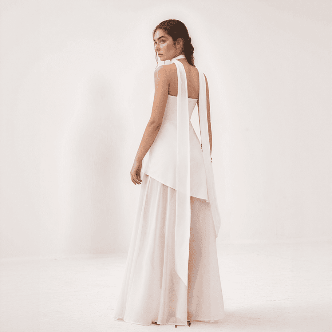 Aurore – Robe Longue Asymétrique en Mousseline