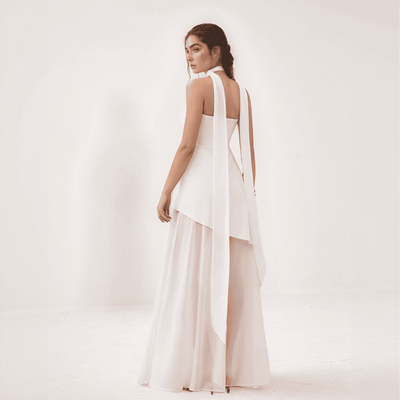 Aurore – Robe Longue Asymétrique en Mousseline