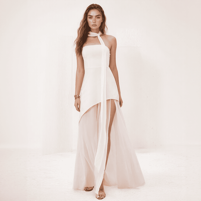 Aurore – Robe Longue Asymétrique en Mousseline